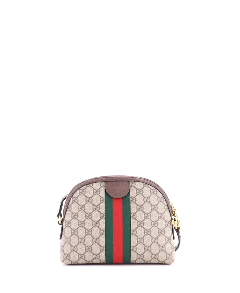Pre-Owned Gucci Small Ophidia Dome Shoulder Bag Gg Coated Canvas