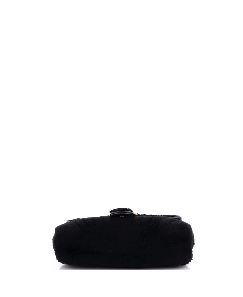 Pre-Owned Gucci Small Gg Marmont Flap Bag Matelasse Shearling