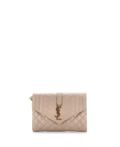 Pre-Owned Saint Laurent Classic Monogram Envelope Wristlet Clutch Mixed Matelasse Leather