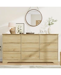 gaomon Wooden Dresser with 9 Drawers, Tall Modern Closet with Deep Storage, Large Chest of Drawers with Wide Top, Long Storage Dresser for Bedroom