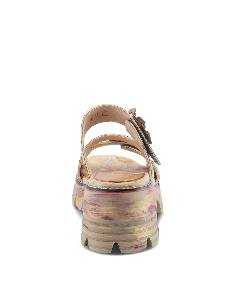 L'Artiste Women's Myrina Chunky Heel Sandal with Soft Leather and Comfort Fit