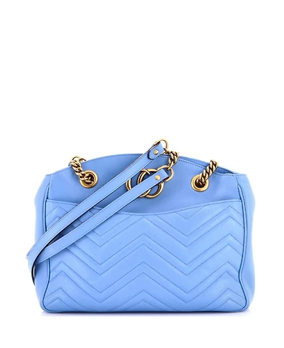 Pre-Owned Gucci Medium Gg Marmont Chain Tote Matelasse Leather