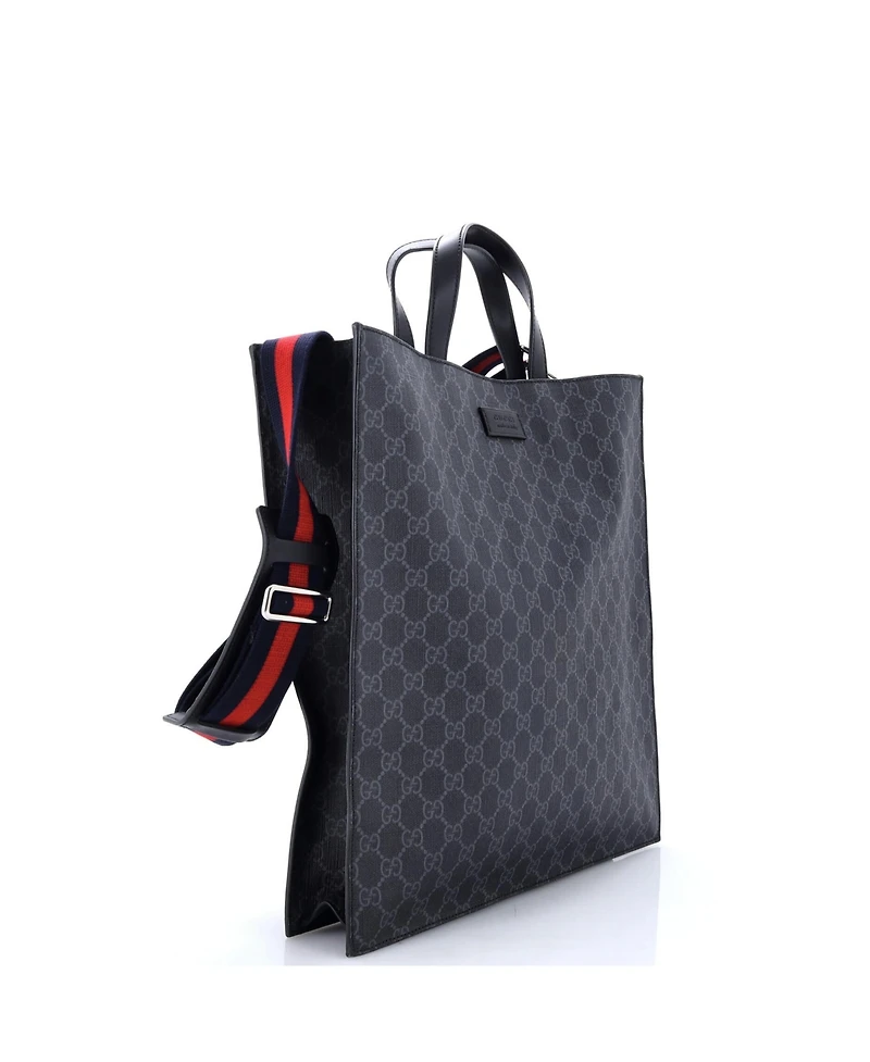 Pre-Owned Gucci Tall Convertible Soft Open Tote Gg Coated Canvas