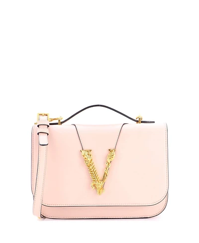 Pre-Owned Versace Small Virtus Flap Shoulder Bag Leather