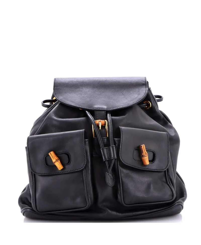 Pre-Owned Gucci Medium Vintage Bamboo Backpack Leather