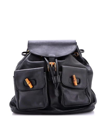 Pre-Owned Gucci Medium Vintage Bamboo Backpack Leather