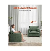 Sugift Accent Chair Modern Fabric Armchair with Arched Backrest for Living Room