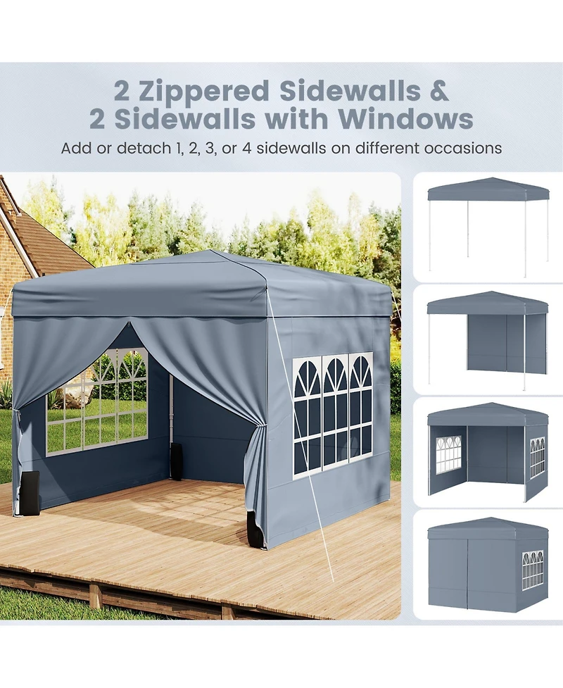 Sugift 10 x 10 ft Pop Up Canopy Tent Commercial Sunshade Shelter with Four Sidewalls