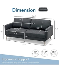 Slickblue 2-Seater Modern Loveseat with Plush Back Cushions