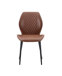 Streamdale Furniture Set of 4 Modern Diamond-Quilted Pu Dining Chairs with Metal Legs