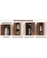 homfan Wardrobe Closet Organizer - 2 Doors, 72 Inch Tall Armoire with Hanging Rod and 18 Adjustable Shelves Narrow Bedroom Clothes Storage Cabinet