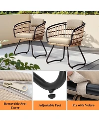 Pellebant Outdoor Patio Wicker Dining Chairs Pe Rattan Seating Set with Cushion