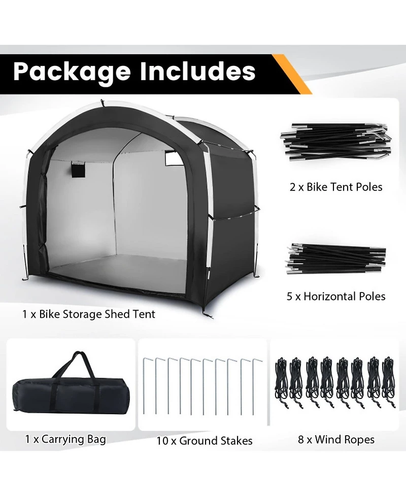 Sugift Outdoor Bike Storage Shed Tent with PU4000MM Waterproof Oxford Fabric for 5 Bikes
