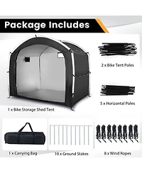 Sugift Outdoor Bike Storage Shed Tent with PU4000MM Waterproof Oxford Fabric for 5 Bikes