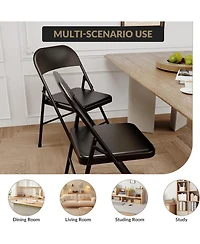 homfan Set of 4 Folding Chairs with Padded Cushion – Steel Frame, Foldable and Stackable for Indoor Outdoor Home Office Wedding Events