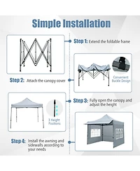 Sugift 10 x 10 Feet Pop-Up Canopy Tent with 3 Sidewalls and Awning for Party Picnic Event