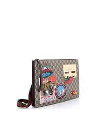 Pre-Owned Gucci Courrier Messenger Bag Gg Coated Canvas with Applique
