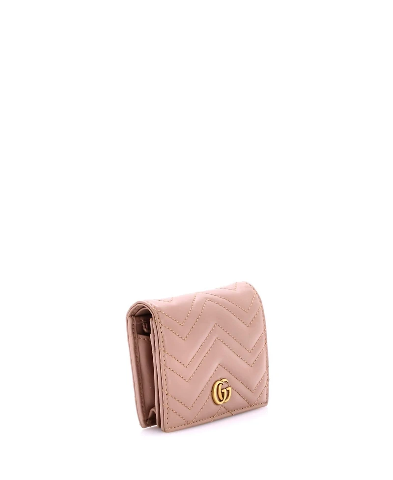 Pre-Owned Gucci Gg Marmont Flap Card Case Matelasse Leather