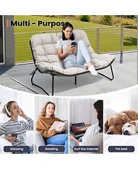 Pellebant All-Weather Double Papasan Chair Loveseat with Soft Cushion for Indoor Outdoor