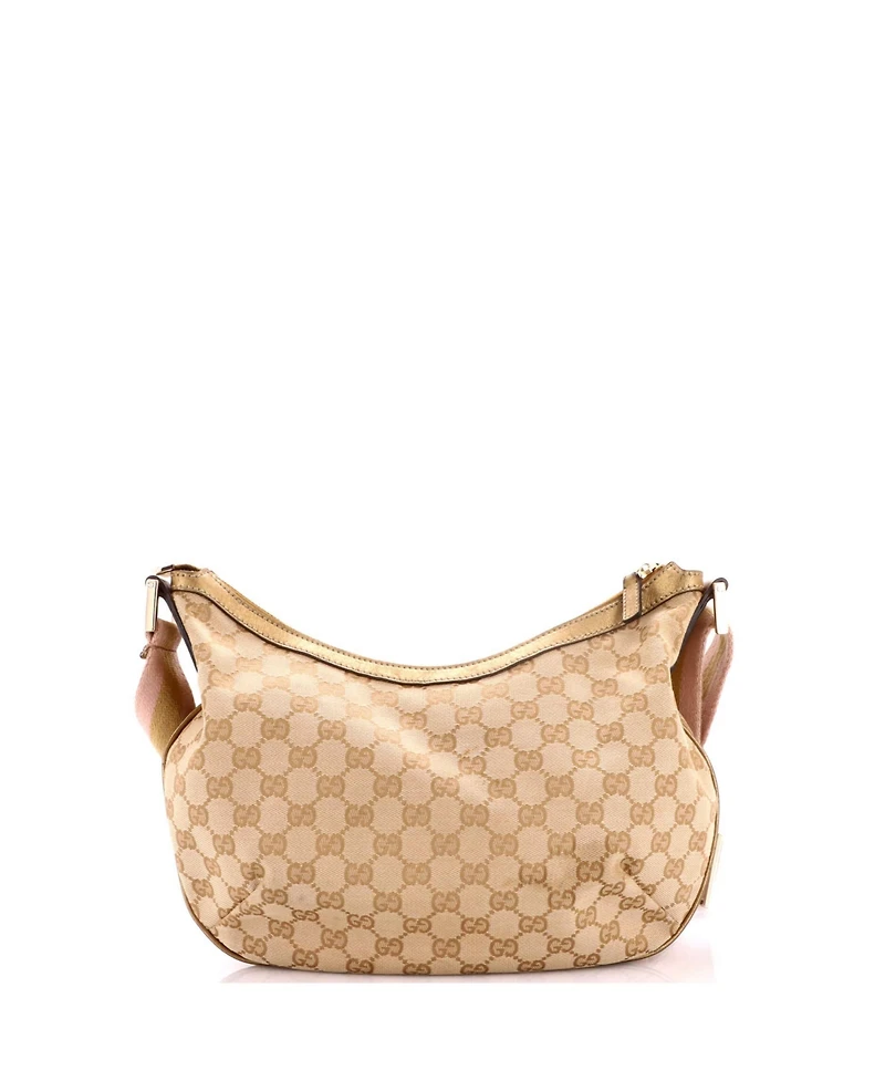 Pre-Owned Gucci Medium Saddle Zip Messenger Bag Gg Canvas with Leather