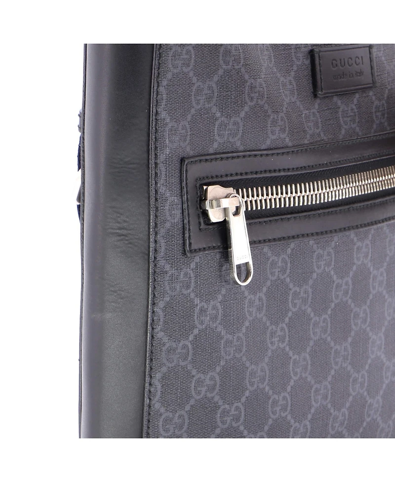 Pre-Owned Gucci Medium Web Strap Front Zip Messenger Bag Gg Coated Canvas