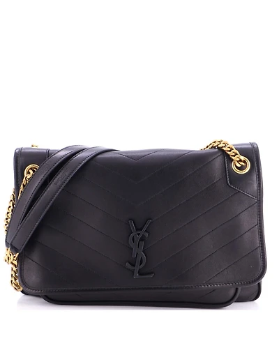 Pre-Owned Saint Laurent Large Niki Chain Flap Bag Matelasse Chevron Leather