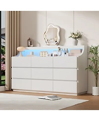 gaomon 9 Drawer Dresser for Bedroom, Handle-Free Storage Cabinet, Anti-Tipping, for Living Room and Entryway