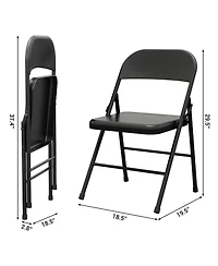 homfan Set of 8 Folding Chairs – Metal Chairs Hold Up to 350 Pounds, Foldable for Outdoor and Indoor Use