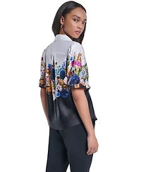 Karl Lagerfeld Paris Women's Floral Button-Front Blouse