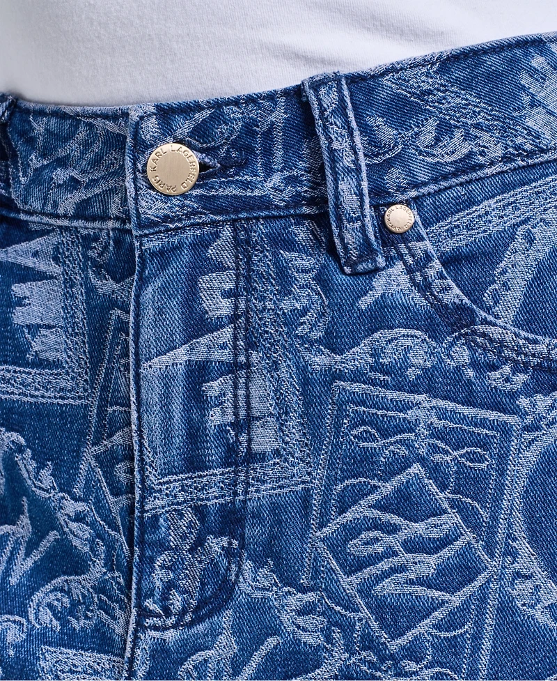 Karl Lagerfeld Paris Women's Printed Denim Pants