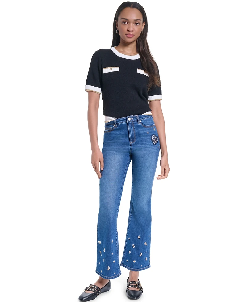 Karl Lagerfeld Paris Women's Mid-Rise Charm Detail Pants