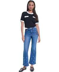 Karl Lagerfeld Paris Women's Mid-Rise Charm Detail Pants