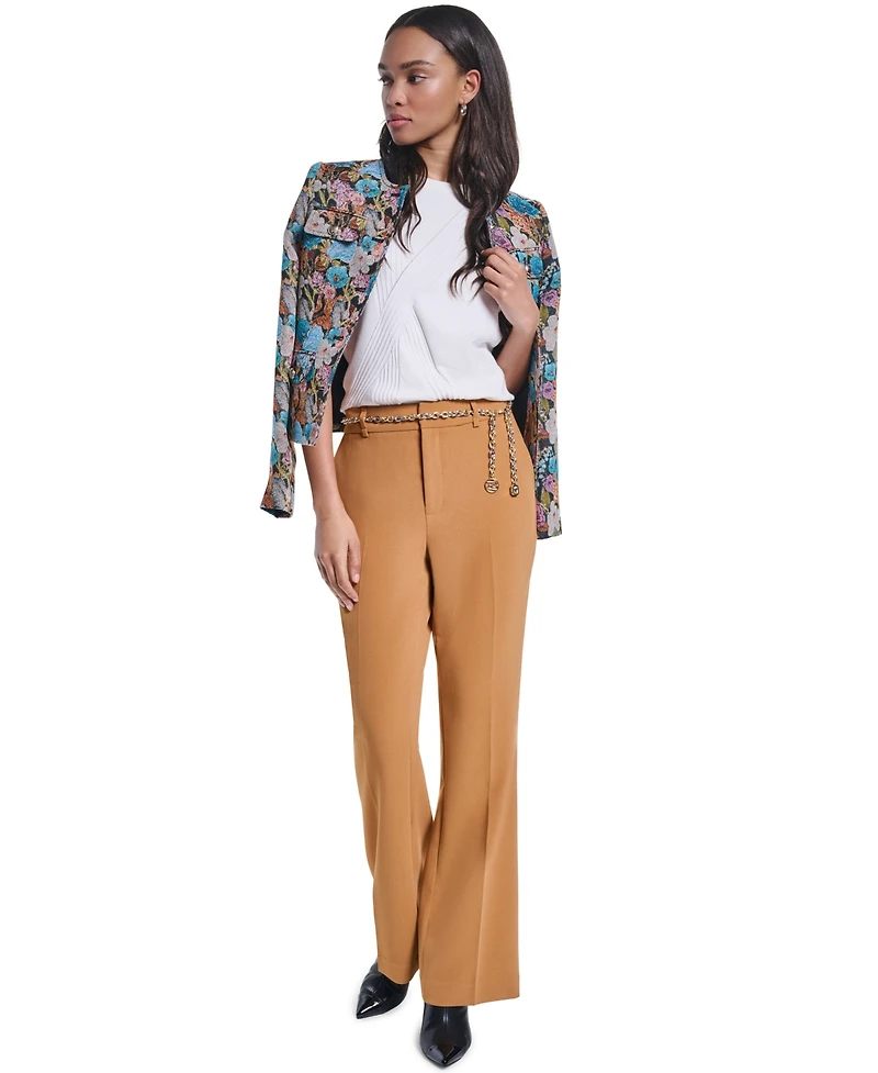 Karl Lagerfeld Paris Women's Mid-Rise Chain Belt Pants