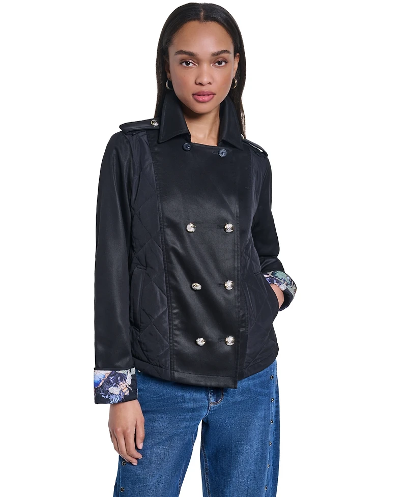 Karl Lagerfeld Paris Women's Cropped Button-Front Jacket
