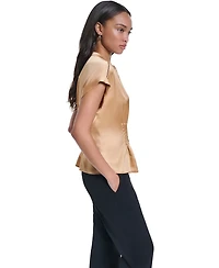 Karl Lagerfeld Paris Women's Short-Sleeve Button-Front Blouse