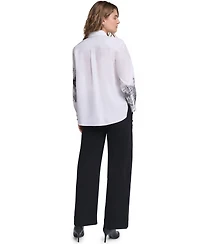 Karl Lagerfeld Paris Women's Parisian Graphics Long-Sleeve Shirt