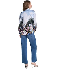 Karl Lagerfeld Paris Women's Printed Collared Neck Blouse