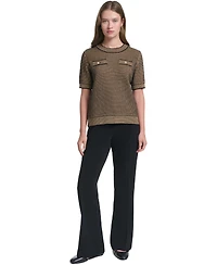 Karl Lagerfeld Paris Women's Short-Sleeve Sweater
