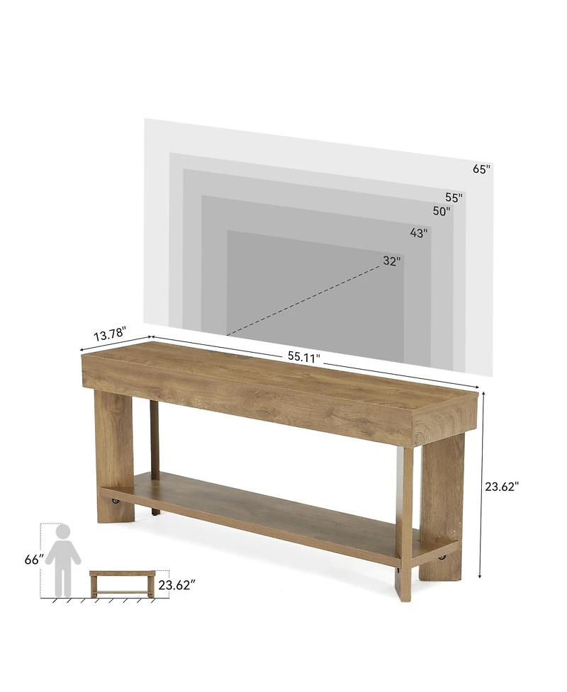 Tribesigns Tv Stand for 55/60/65 Inch Tv, Farmhouse Media Console with 2-Tier Storage for Living Room