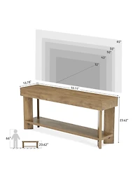 Tribesigns Tv Stand for 55/60/65 Inch Tv, Farmhouse Media Console with 2-Tier Storage for Living Room