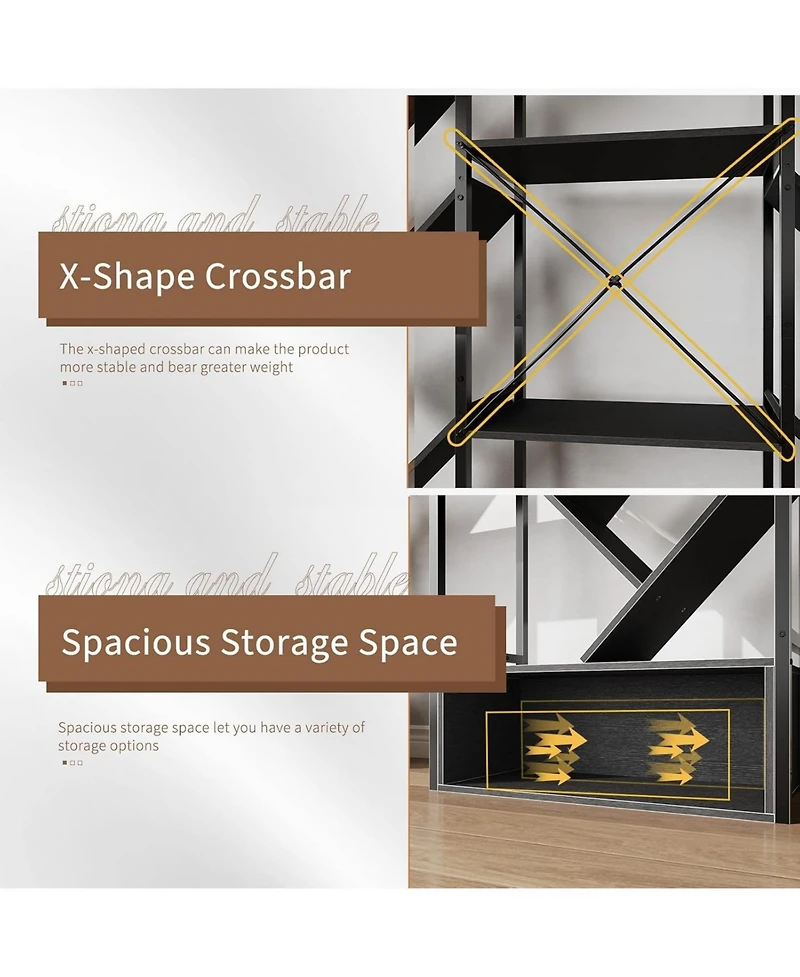 gaomon Triple 6 Tier Bookshelf, Large Bookcase Industrial Bookshelf with 24 Open Display Shelves, Industrial Tree Bookshelf