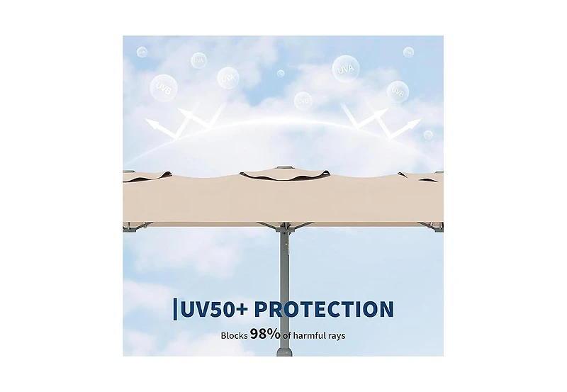 homfan 9'x15' Outdoor Umbrella with Base, Extra Wide Patio Umbrella, 12 Ribs and Uv Protection for Garden Pool