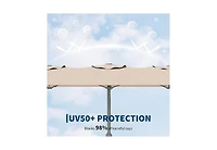 homfan 9'x15' Outdoor Umbrella with Base, Extra Wide Patio Umbrella, 12 Ribs and Uv Protection for Garden Pool