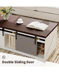 gaomon Farmhouse Lift Top Coffee Table with Storage, Coffee Table with Hidden Compartment & Open Shelf, Rising Top Center Tables
