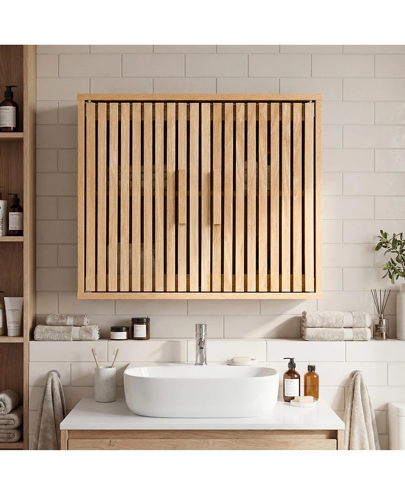 Costway Bathroom Wall Cabinet, Wall Mounted Medicine Cabinet , Adjustable Shelves