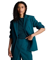 Kenneth Cole Women's Slim Sleeve Zippers One-Button Blazer