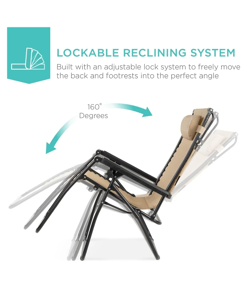 Aofar Zero Gravity Recliner Patio Chair with Shade Tray