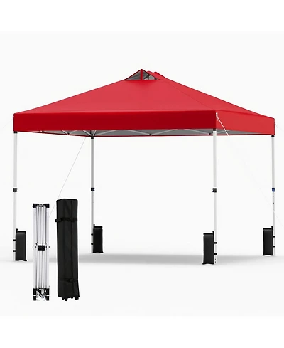 Sugift 10 x 10 ft Commercial Pop Up Canopy Tent with One Hand Center Lock UPF50