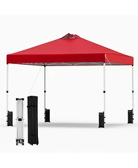 Sugift 10 x 10 ft Commercial Pop Up Canopy Tent with One Hand Center Lock UPF50