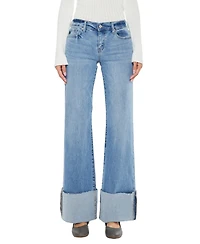 KanCan Women's Emma Mid Rise Wide Flare Jeans